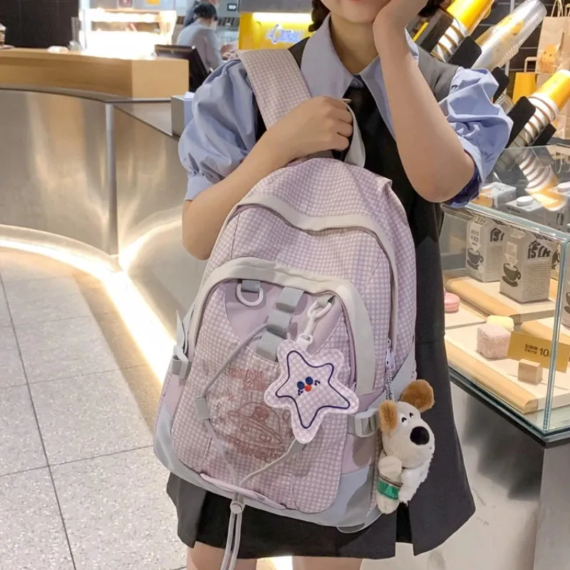 UAKISS  -  Casual Solid Interior Compartment Backpacks Softback 2024high Quality Bags for Women Interior Zipper Pocket Nylon Backpacks
