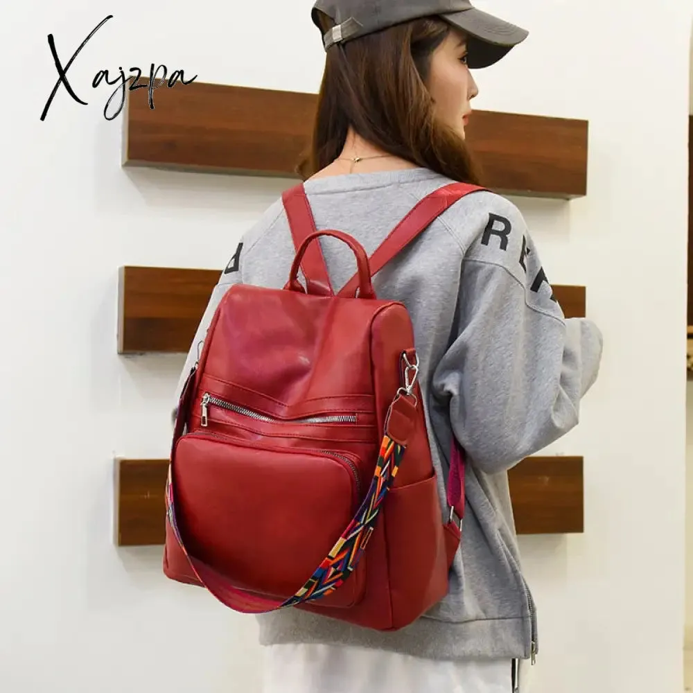 Xajzpa - Fashion Anti-theft Women Backpacks Famous Brand High Quality Leather Female Backpack Ladies Large Capacity School Bag for Girls