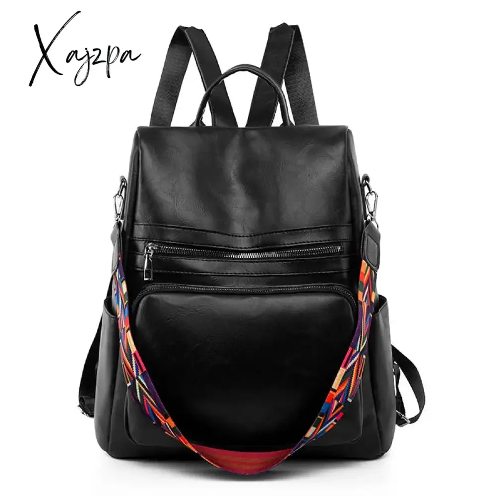 Xajzpa - Fashion Anti-theft Women Backpacks Famous Brand High Quality Leather Female Backpack Ladies Large Capacity School Bag for Girls