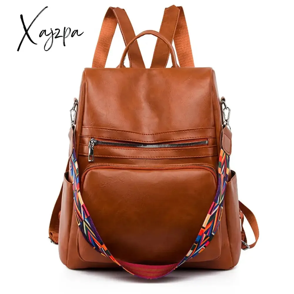 Xajzpa - Fashion Anti-theft Women Backpacks Famous Brand High Quality Leather Female Backpack Ladies Large Capacity School Bag for Girls
