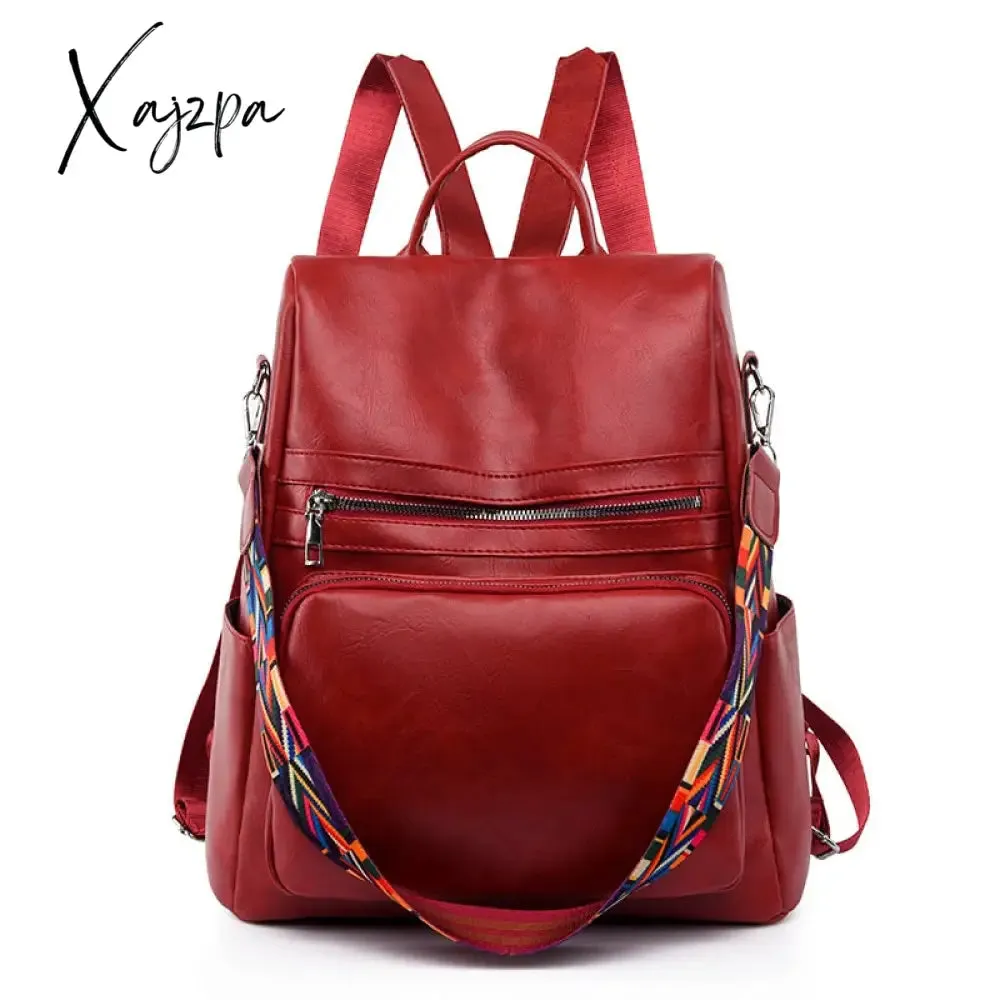 Xajzpa - Fashion Anti-theft Women Backpacks Famous Brand High Quality Leather Female Backpack Ladies Large Capacity School Bag for Girls