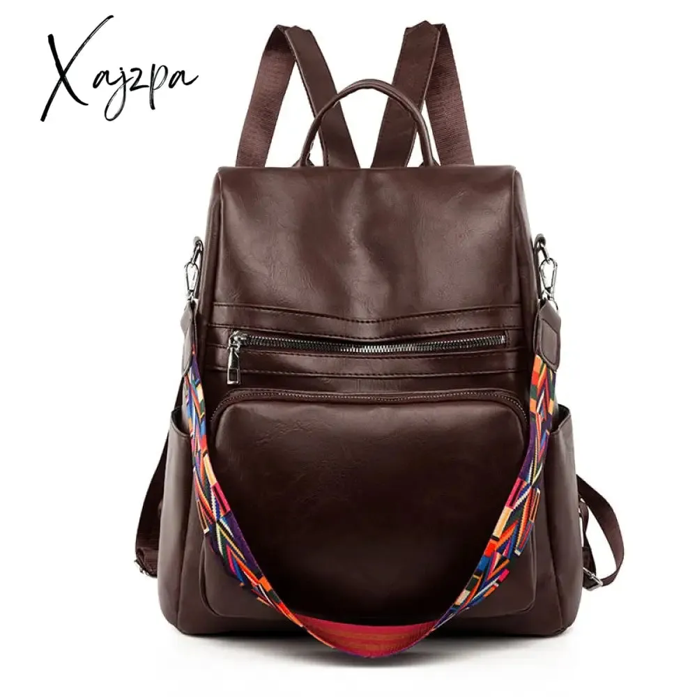 Xajzpa - Fashion Anti-theft Women Backpacks Famous Brand High Quality Leather Female Backpack Ladies Large Capacity School Bag for Girls